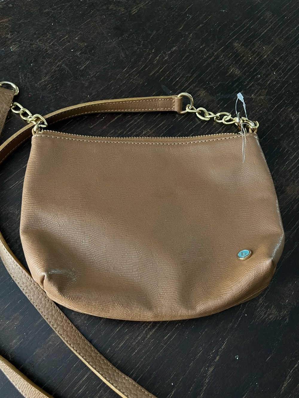 Classic Brown Crossbody Bag with Gold Hardware leather